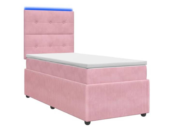KTHLBRH Boxspringbett LED mit Matratze rosa 100 x 200 cm Samt Gas-Mechanismus, Stauraum, LED-Lichter, verstellbares Kopfteil 78 oder 88 cm, Samt, zeitgenössisches Zimmer