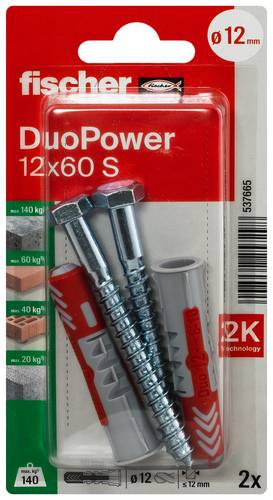 Fischer 537665 DuoPower 12 x 60 S K NV Dübelset 60mm 12mm 1 Set