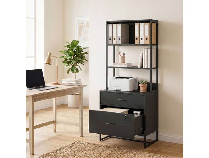 Caisson de bureau - Armoire à dossiers - Verrouillable - Dossiers A4/Letter/Legal - 2 tiroirs 3 compart.