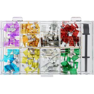Goobay KFZ-Sicherungen Mini-Flachsicherungen, 3 - 30 A, 6 - 32 V, mit Sicherungszieher, 101-teilig