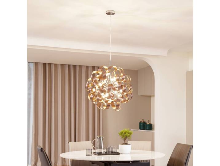 Hängeleuchte Kaelor Lucande, dimmbar, kupfer, für Wohn- / Esszimmer, Aluminium, Design