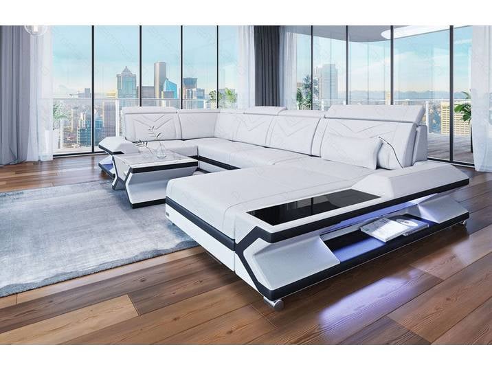 Designsofa Napoli Eleganz Pur U-Form aus Leder