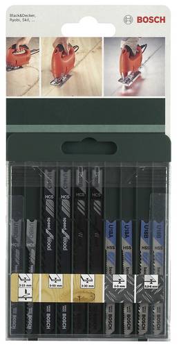 Bosch Accessories 2609256776 10tlg. Stichsägeblatt-Set U-Schaft U 101 B (2x) U 144 D (2x) U 19 BO (2x) U 18A (2x) U 18 B (2x)