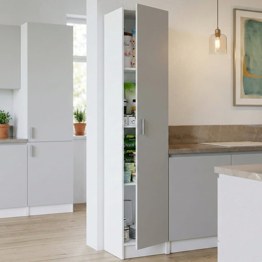 Dmora Armario multiusos 1 puerta imitación madera blanca 37x37h180 cm