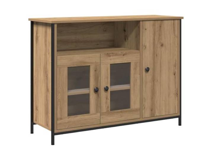 TEKGHUT Sideboard Artisan-Eiche 100 x 35 x 75 cm Holzwerkstoff Metallelemente, mehrere Fächer, Türen, rechteckige Form, Indoor, Wohnräume, Essbereiche, Flure