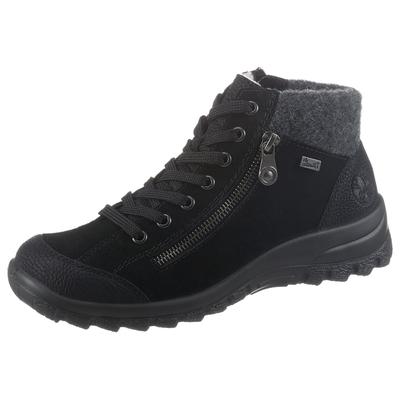 Winterboots RIEKER, Damen, Gr. 37, schwarz, Filz, Nubuklederimitat, Veloursleder, kontrastfarbene Details, Schuhe Winterboots, Outdoorboots, Winterstiefelette mit Filz-Schaftabschluss, Rieker TEX
