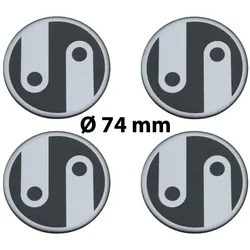 4 x Ø 74 mm Polymere Aufkleber / Ornament / Nabenkappen, Felgendeckel