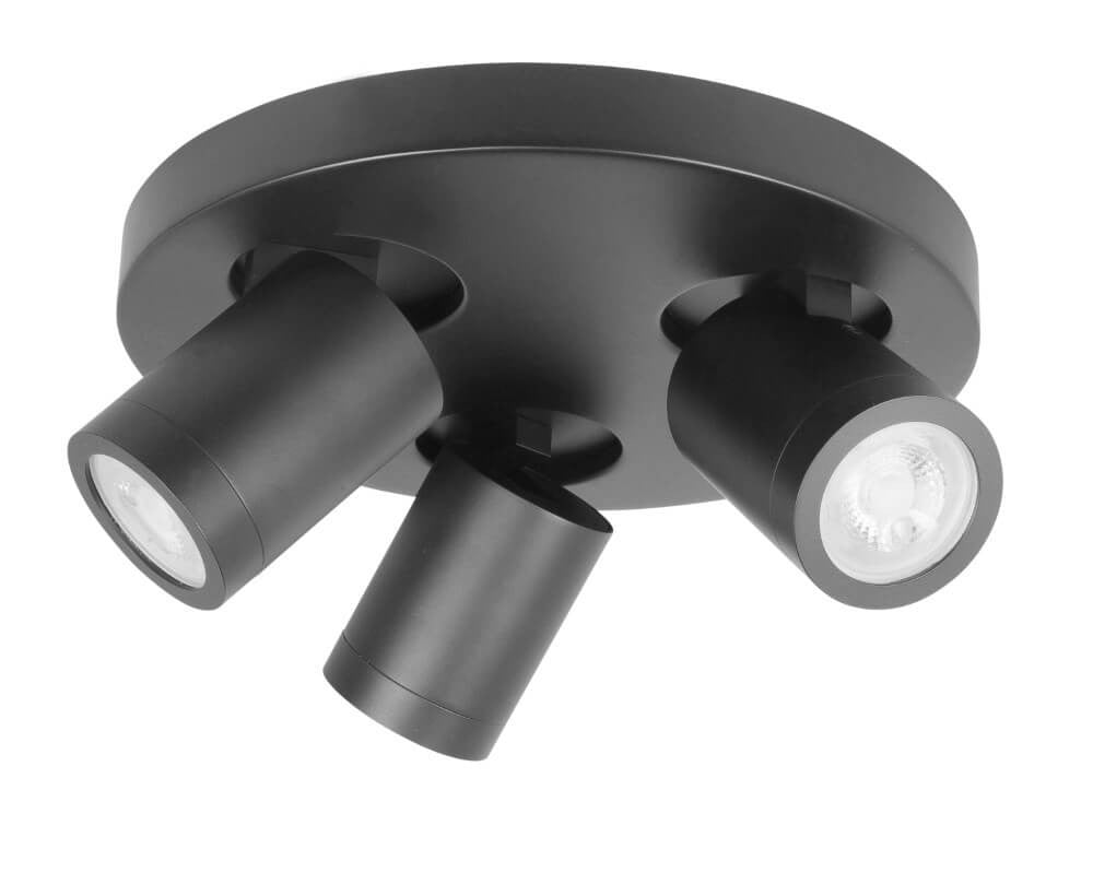 Highlight Oliver 3-lichts opbouwspot rond zwart IP44
