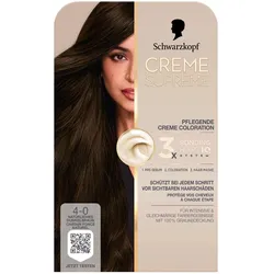 2x Schwarzkopf Creme Supreme, Haarfarbe, Creme Supreme Coloration 4-0 Natürliches Dunkelbraun (4-0 Natürliches Dunkelbraun)