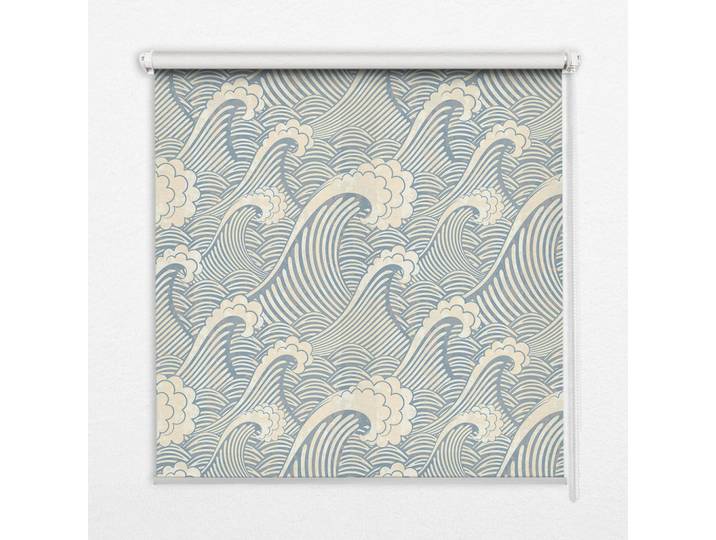 Tulup Innenrollo - Fensterrollo - Rollo - 70x140 cm - Wasserwellen, Blau, Kunststoff, Rechteckig, 70x140x0.5 cm, Heimtextilien, Vorhänge, Rollos