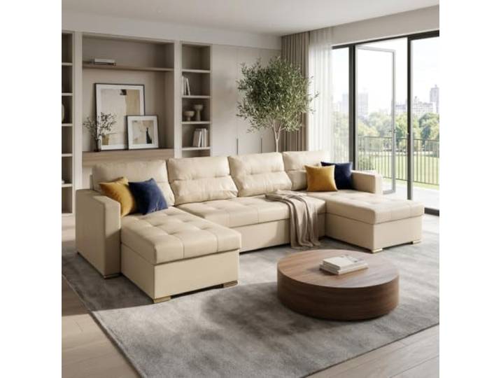 Family Meble Varius Big Wohnlandschaft mit Schlaffunktion – Beige – 0