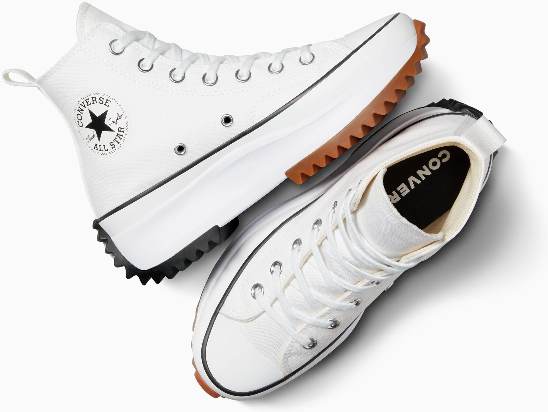 Sneaker CONVERSE "RUN STAR HIKE CANVAS PLATFORM", Damen, Gr. 42, weiß (weiß, schwarz, gum), Textil, Schuhe Sneaker