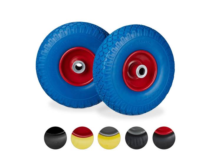 Sackkarrenrad mit Stahlfelge 2er-Set Blau-Rot