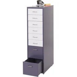 Rollcontainer Preston T851, Schubladenschrank Stahlschrank, 110x28x41cm 8 Schubladen ~ dunkelgrau weiß-dunkelgrau