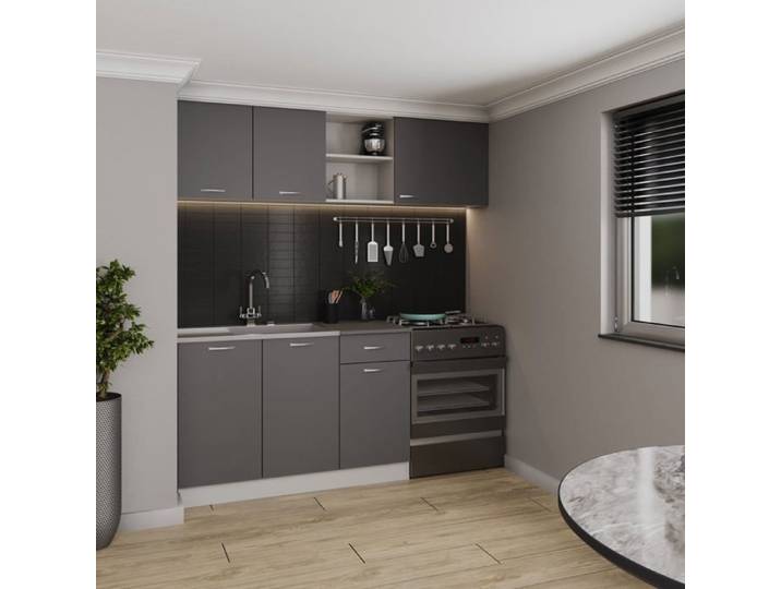 Set Cuisine Kara haaus Anthracite/Blanc L 180 cm