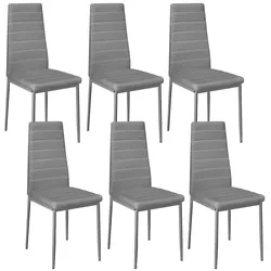 tectake Esszimmerstühle Kunstleder - 6er Set grau
