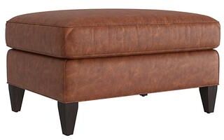 Cameron Leather Ottoman - Tobacco Leather, Tobacco Walnut - Ballard Designs