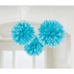 3 Fluffy Dekobälle türkis