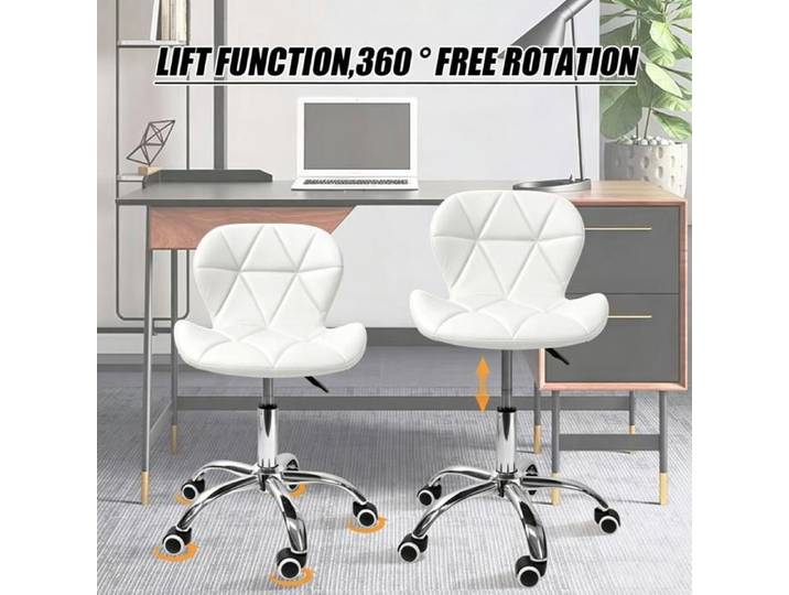 OHMG-Chaise De Bureau-Siège Pivotant-Anti Plis + Anti Âge-Hauteur Réglable-Facile À Nettoyer-Avec Dossier-Forte Adhérence-Blanc