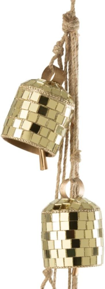 J-line Juego colgante de 7 campanas de espejo de metal dorado 7,5x7,5x45,5 cm