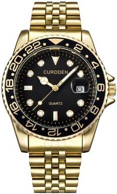 ModernMart Mens Stainless Steel Quartz Watch Casual Fashion Calendar Wristwatch Green Dial gold