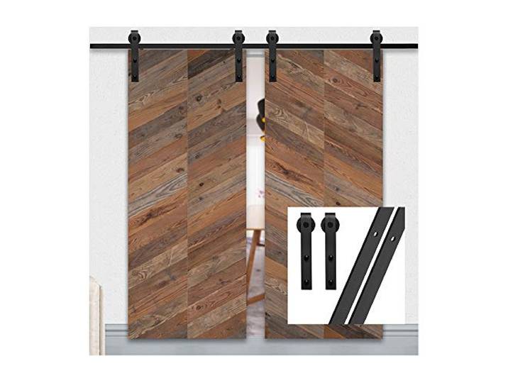 GIFSIN 8.2FT/250cm Scheunentor Kit Schiebetürbeschlag Kit Schiebetür Kit für Doppeltür,J-förmiger Kleiderbügel
