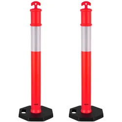 VEVOR Verkehrsleitpfosten Leitpfosten 2 Stk. (114 cm) mit beschwertem Sockel & Reflektorstreifen, robuste Leitpfosten für Baustellen, Parkplätze, Absperrpfosten zur Steuerung von Menschenmengen, rot