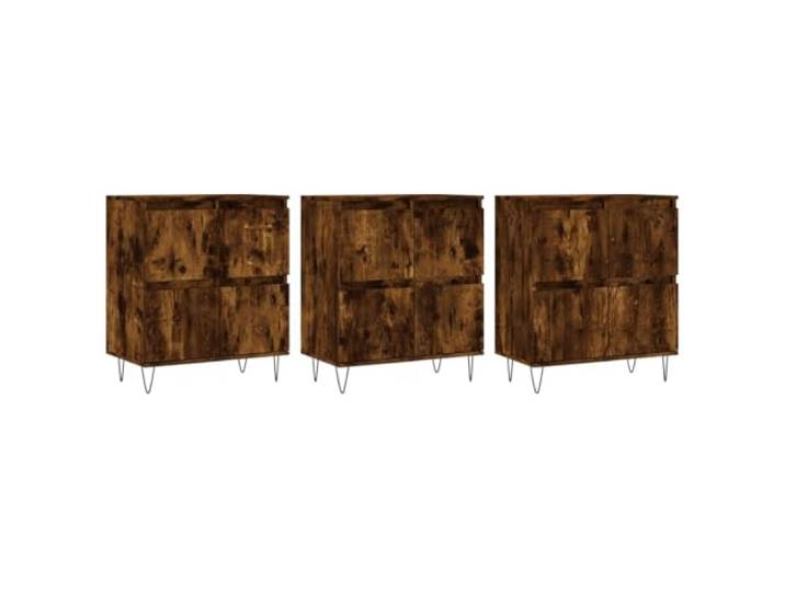 Kaorsrow Sideboard 3er Set Räuchereiche Holzwerkstoff 180x35x70 cm Dreiteilige Kommode mit viel Stauraum und robuster Ablage für Wohnzimmer und Flur.