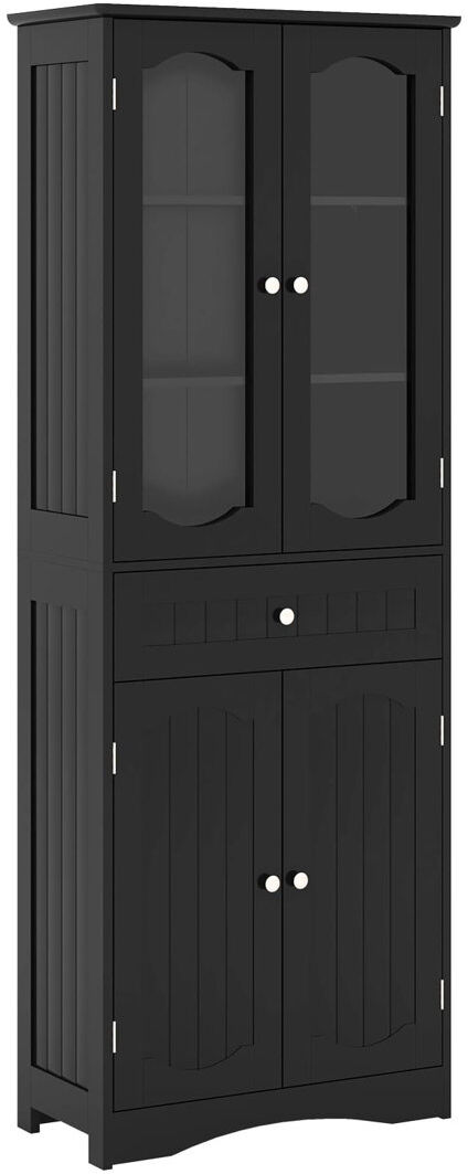 Lark Manor Glass Freestanding Bathroom Cabinet Black 160cm H X 60cm W X 30cm D