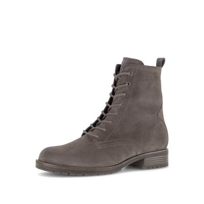 Schnürstiefelette GABOR, Damen, Gr. 42, Warmfutter, taupe, Veloursleder, unifarben, Schuhe Schnürstiefelette, Blockabsatz, Schnürboots in Schuhweite G (= weit)
