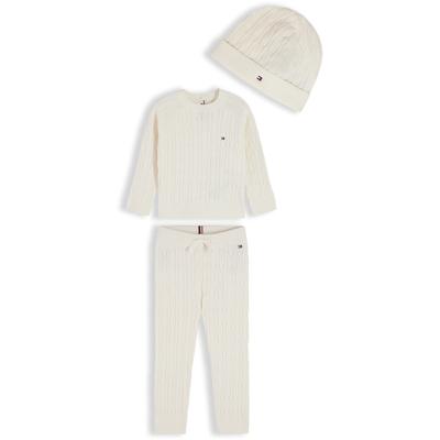 Neugeborenen-Geschenkset TOMMY HILFIGER, Mädchen, Gr. 80, weiß (ivory petal), Strick, Obermaterial: 100% Baumwolle, unifarben, KOB Set-Artikel, weiche Strickqualität, für Babys