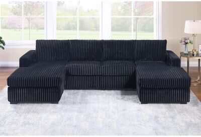 Esofastore Transitional Style 3pc Sectional Sofa Armless Loveseat Black Finish