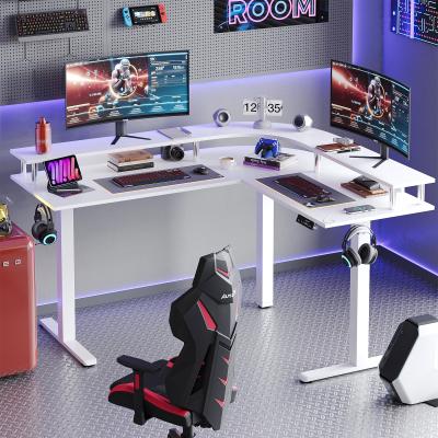 Bestier "63"" L Shaped Standing Desk Gaming Desk with Adjustable Height Ergonomic Monitor Stand Corner Desk"
