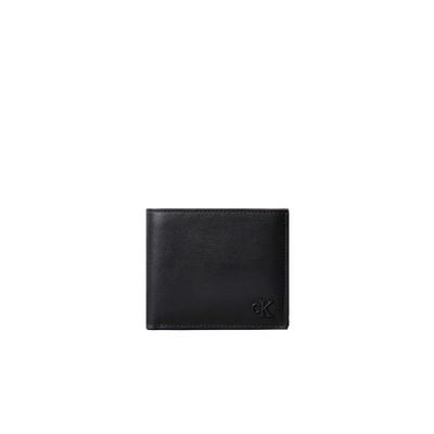 Geldbörse CALVIN KLEIN "BOLD CK SUEDE BILLFOLD W/ COIN", Herren, schwarz, Leder, Basic, Kleinlederwaren, Geldbeutel, Money Pocket, Portemonnaie mit CK-Logo