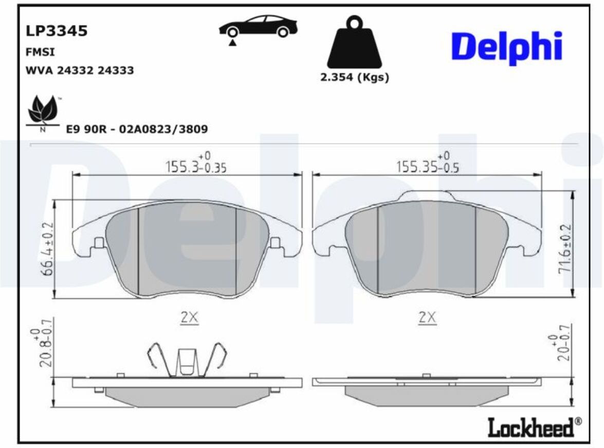 Bremsbelagsatz DELPHI LP3345