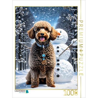 CALVENDO Puzzle Pudelwinter - Pudel vor einem Schneemann | 1000 Teile Lege-Größe 64x48cm Foto-Puzzle für glückliche Stunden, Sonstige von , Calvendo