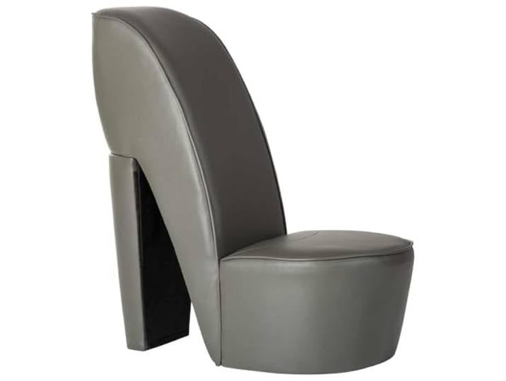 Sessel in Form eines Schuhs mit Absatz aus Kunstleder, Grau, 43 x 82,5 x Graues Kunstleder im Schuh-Design, Belastung 110 kg, einfache Montage, Mottopartys