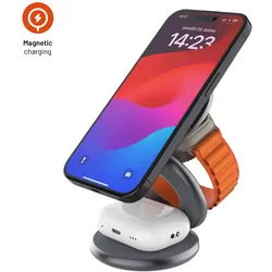 Fixed MagPowerstation Round (25 W), Wireless Charger, Grau