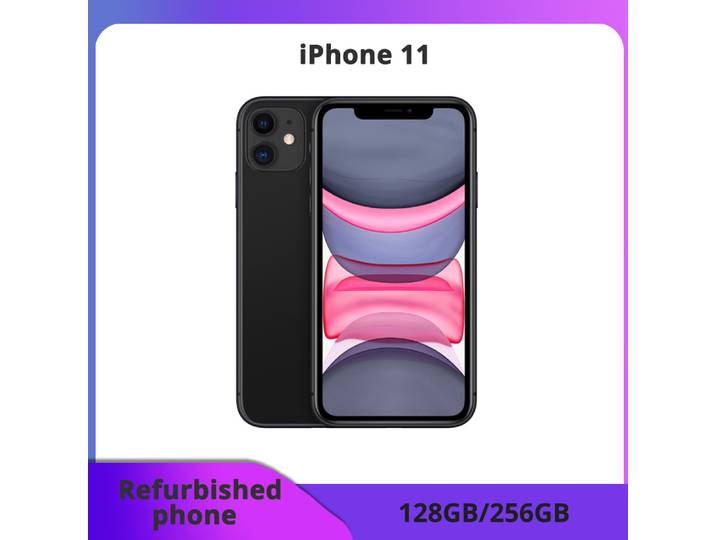 reconditionné Apple iPhone 11 LTE 128/256 Go ROM, écran IPS 6,1 , appareil photo 12 MP, processeur Hexa-core – Excellent état