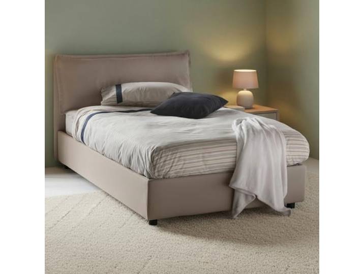 Talamo Italia - Queensize-Bett Claudia, Bettkasten mit Stoffbezug, 100 % Made in Italy, Öffnung vorne, geeignet für Matratzen 120 x 200 cm, taubengrau