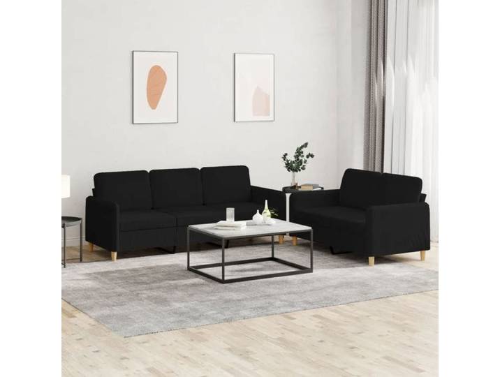 Ensemble de canapés 2 pcs avec coussins Noir Tissu 3202122
