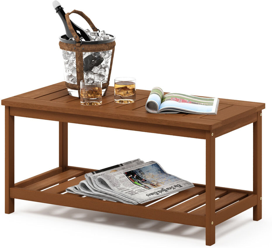 George Oliver Arianna Rectangular Shorea Solid Wood Outdoor Coffee Table - 89.9 cm W 45.2 cm D Natural