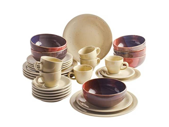 KAHLA Homestyle Kombiservice 30tlg. natural cotton für 6 Personen orientalisches Geschirr aus Porzellan mit Steingut- und Keramiklook Komplettset beige