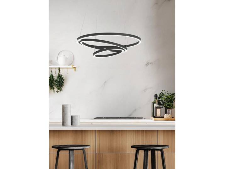 Eglo LED Smart Pendelleuchte Lobinero-Z Schwarz Ø58cm 40W 600lm CCT 2700K-6500K Dimmbar App Google Alexa Bluetooth ZigBee