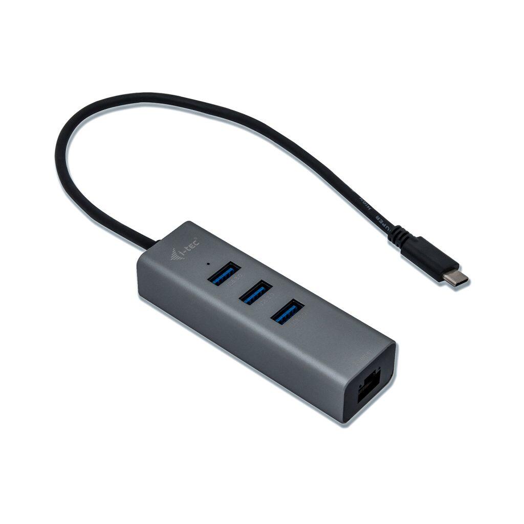 I-TEC USB-C Metal 3-Port Hub mit Gigabit Ethernet Adapter C31METALG3HUB