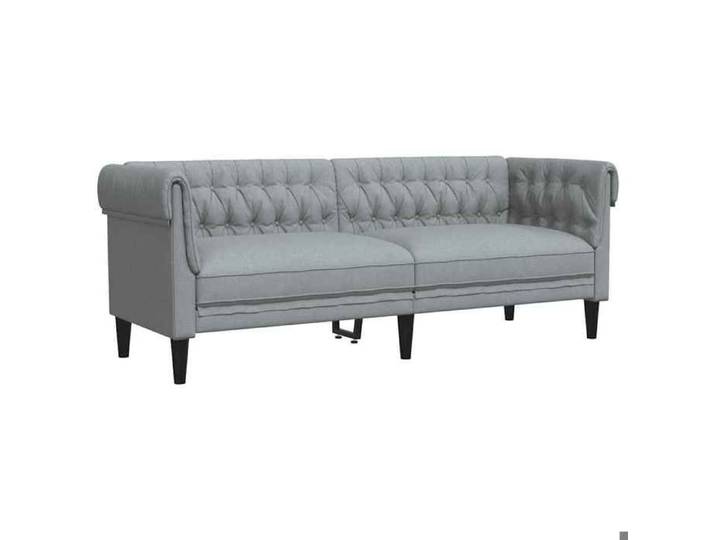 Canapé Chesterfield 3 places - Solide&Luxe - Tissu - Gris clair - 201 5 x 74 5 x 74 5 cm（43370）