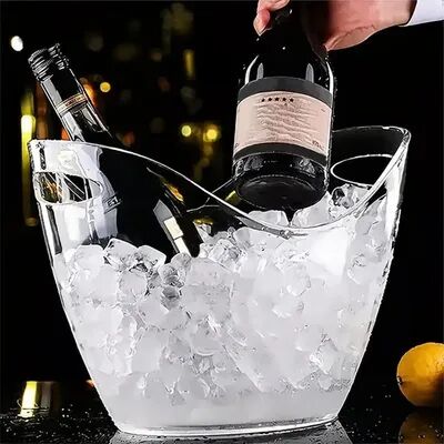 Smart Shopping Spot Clear Ice Bucket For Wine And Champagne Large Beverage Tub With Handle, Perfect For Bar And Family Gatherings Clear Ice Bucket For Wine And Champagne Large Beverage Tub With Handle, Perfect For Bar And Family Gatherings