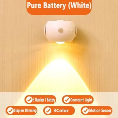 Inspired Living LumiFlex Motion Sensor Wall Light USB Rechargeable Wireless Reading Light 360 Rotating LED Lamp white battery Type 2pcs