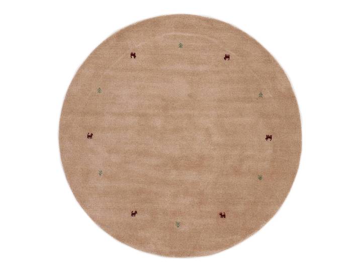 Wollteppich Gabbeh Uni Rund Beige/Beige 120 x 120cm Wolle
