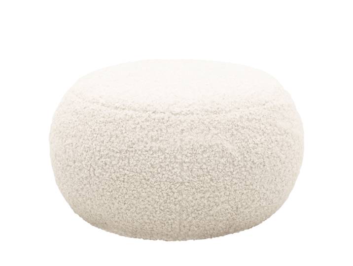 Repose-pieds capitonné STOOLA 65cm Beige Tissu teddy Rola: Crème